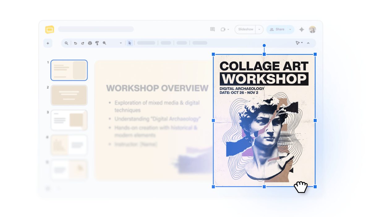Google Pics geintegreerd in een Workspace-presentatie